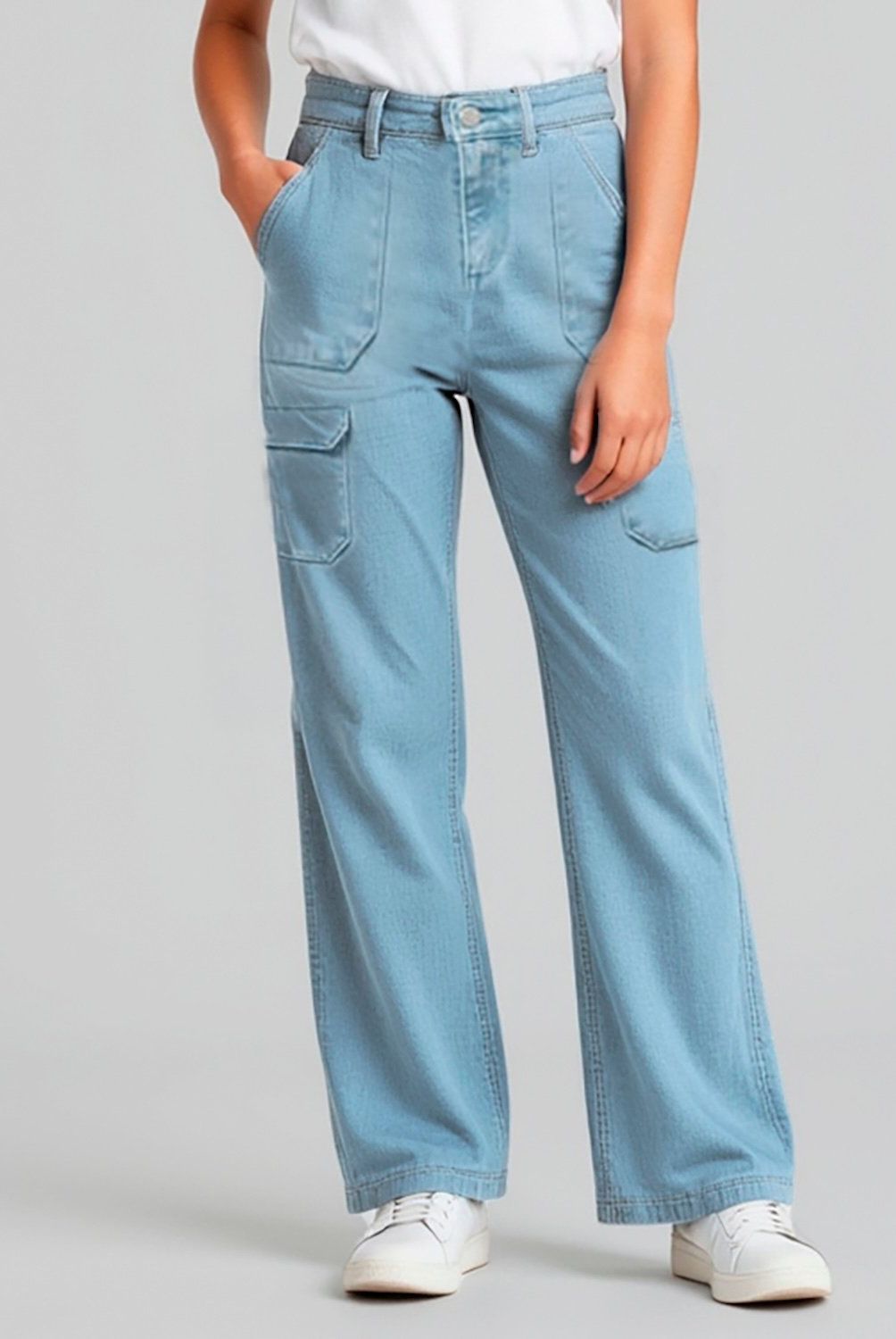 ELEVEN - Pantalón Eleven Cargo Tiro Alto Niña Algodón