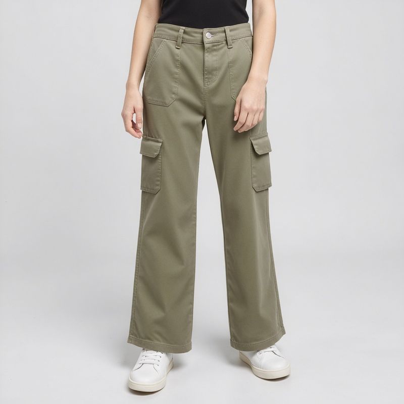 ELEVEN - Pantalón Eleven Cargo Tiro Alto Niña Algodón