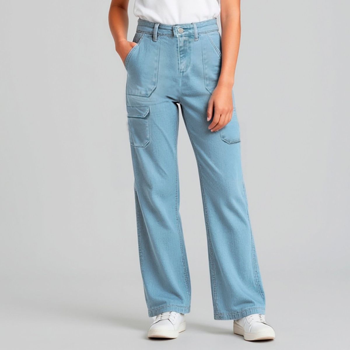 ELEVEN - Pantalón Eleven Cargo Tiro Alto Niña Algodón