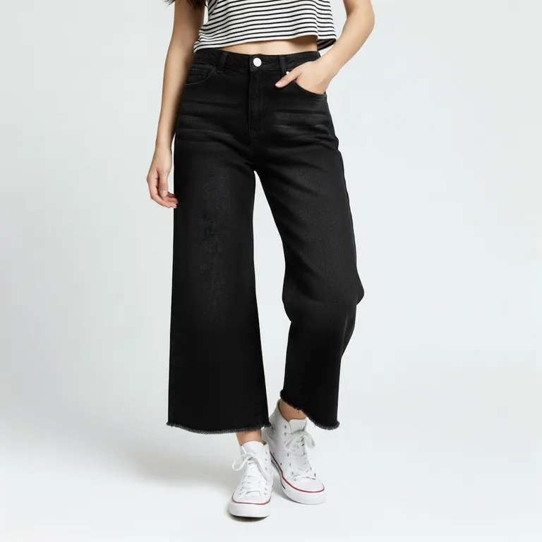 Jeans Culotte Algodón Niña Tiro Medio