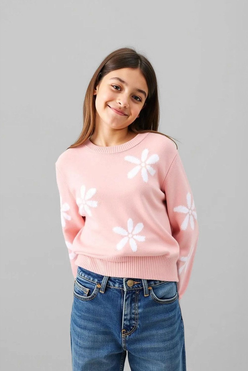 ELEVEN - Sweater Eleven Casual Flores Niña Manga Larga