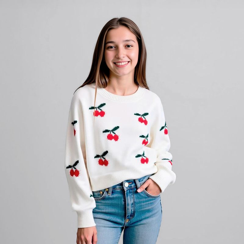 ELEVEN - Sweater Eleven Casual Flores Niña Manga Larga