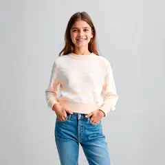 ELEVEN - Sweater Casual Flores Niña Manga Larga