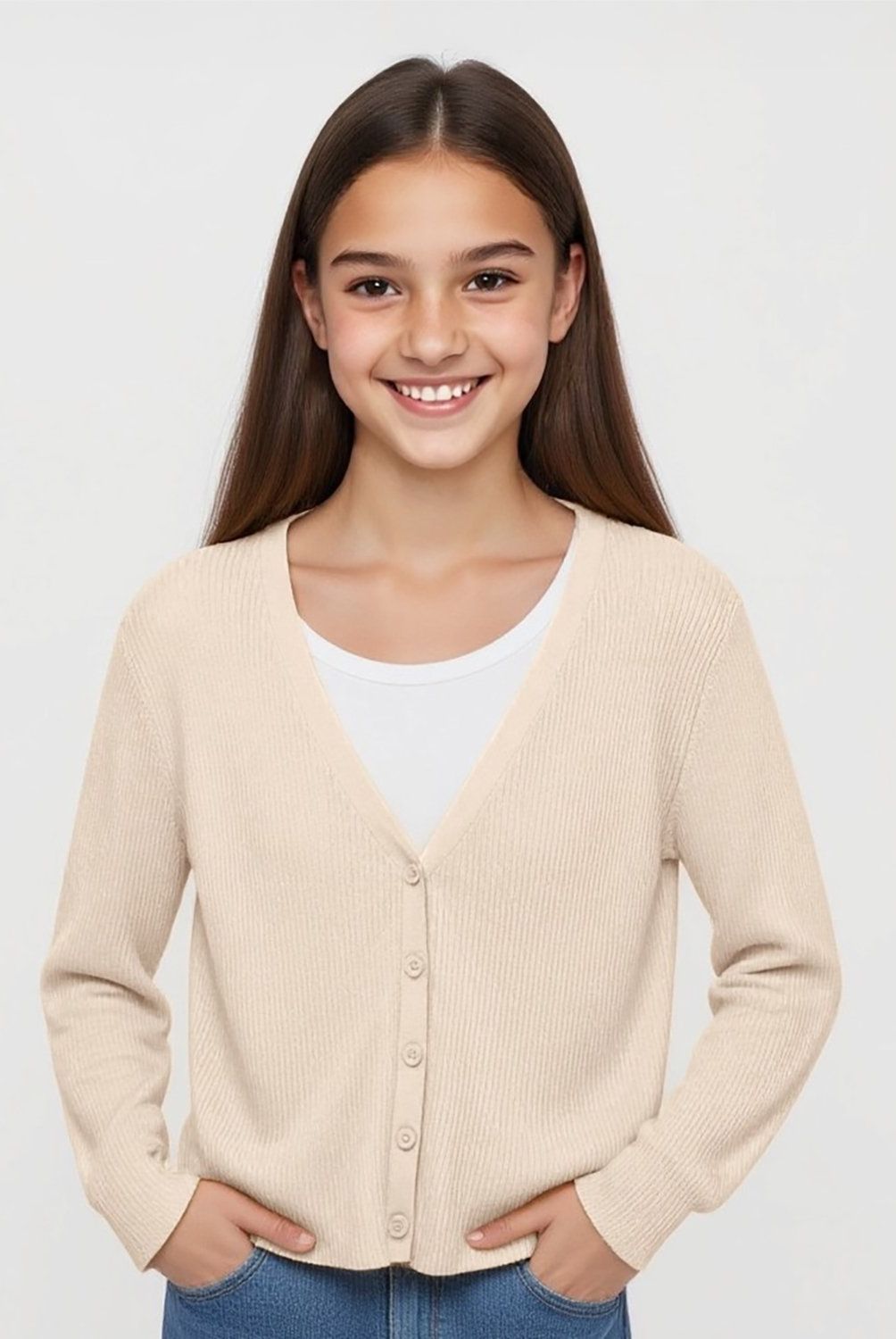 ELEVEN - Chaleco Cárdigan Eleven Niña Viscosa Manga Larga Casual