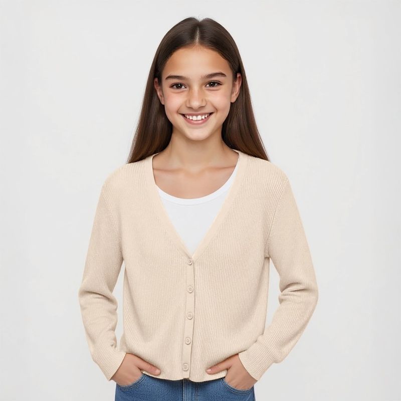 ELEVEN - Chaleco Cárdigan Eleven Niña Viscosa Manga Larga Casual