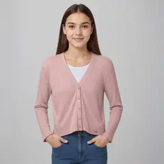 ELEVEN - Chaleco Cárdigan Niña Viscosa Manga Larga Casual