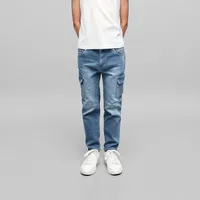 Jeans Cargo Algodón Niña Tiro Medio