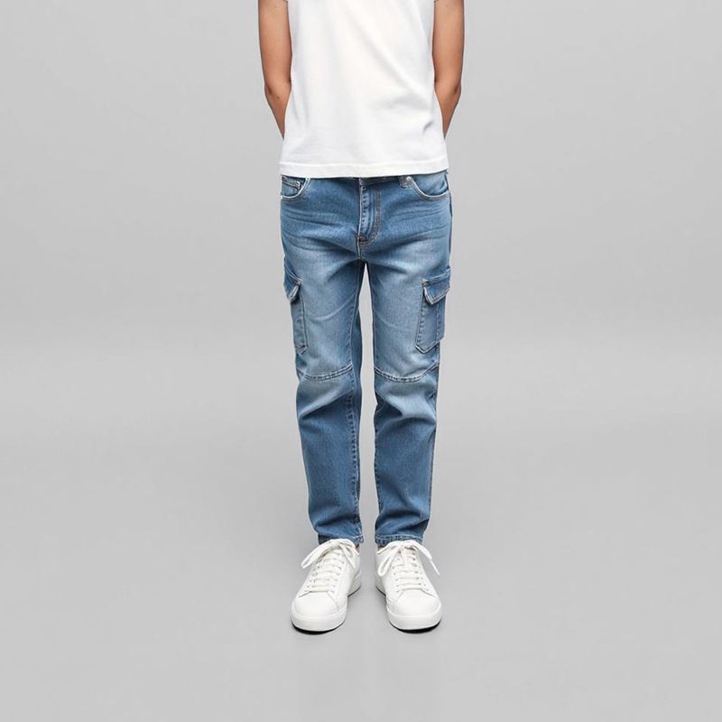 ELEVEN - Jeans Cargo Eleven Algodón Niña Tiro Medio
