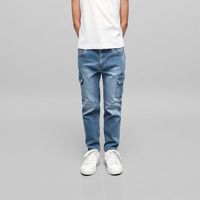 Jeans Cargo Algodón Niña Tiro Medio