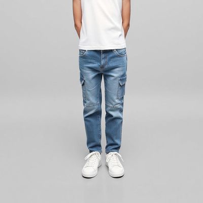 Imagen 1 del producto Jeans Cargo Algodón Niña Tiro Medio