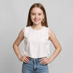DOO AUSTRALIA - Blusa Niña Casual Lino Manga Corta