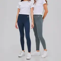 ELEVEN - Pack de 2 Calzas Niña Algodón Tiro Medio