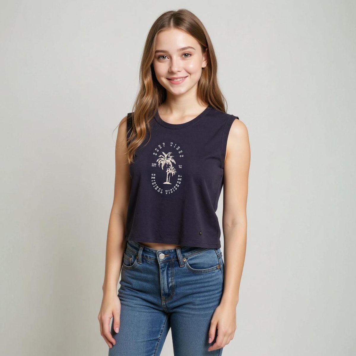DOO AUSTRALIA - Polera Niña Doo Australia Algodón Estampada Sin Mangas Casual
