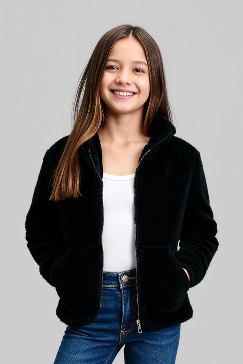 ELEVEN - Polerón Peludo con Capucha Niña Eleven