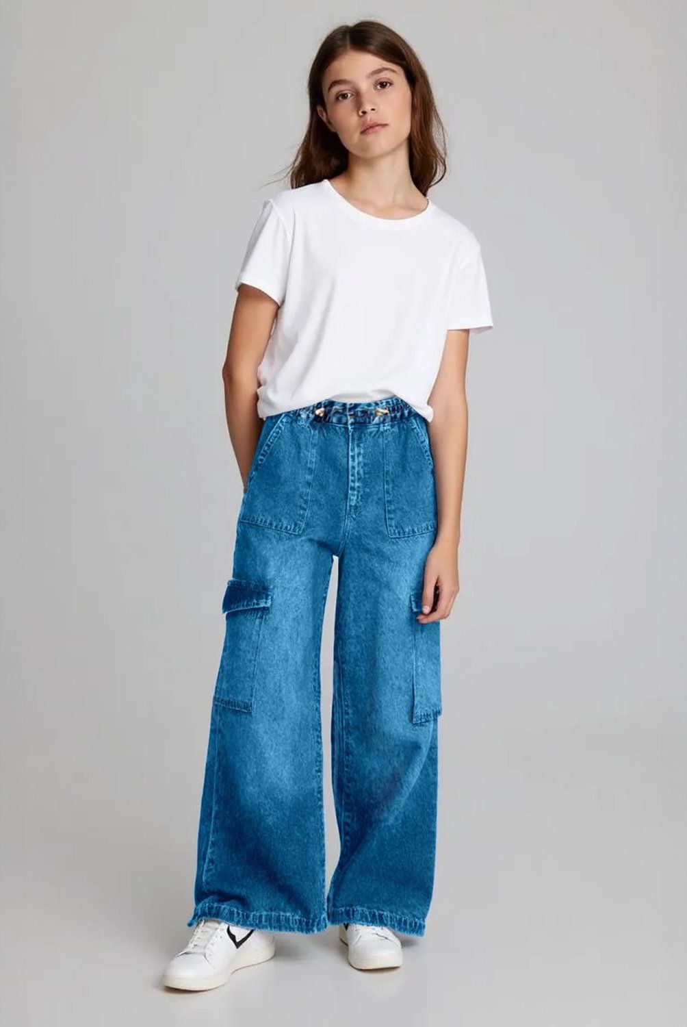 ELEVEN - Jeans Eleven Cargo Wide Leg Algodón Niña
