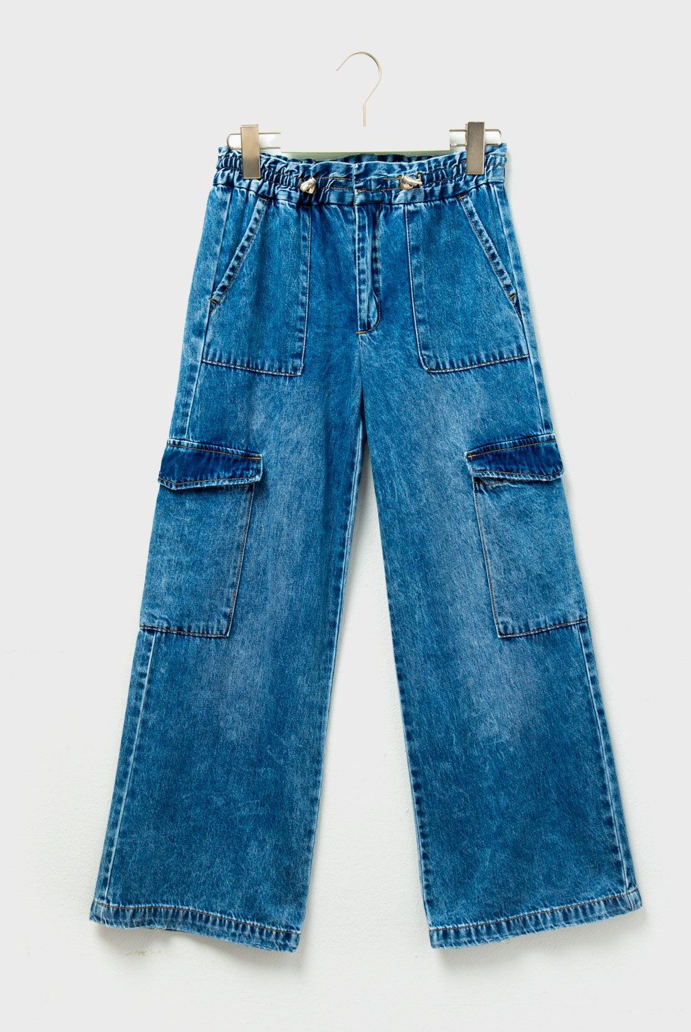 ELEVEN - Jeans Eleven Cargo Wide Leg Algodón Niña