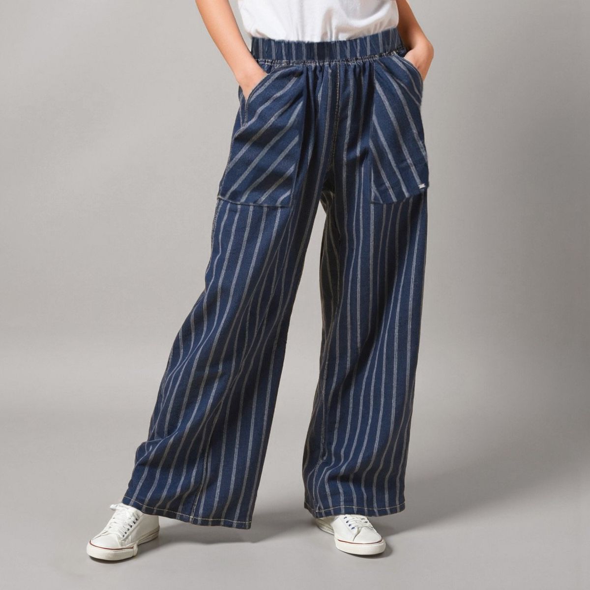 ELEVEN - Pantalón Eleven Casual Culotte Rayas Niña Algodón