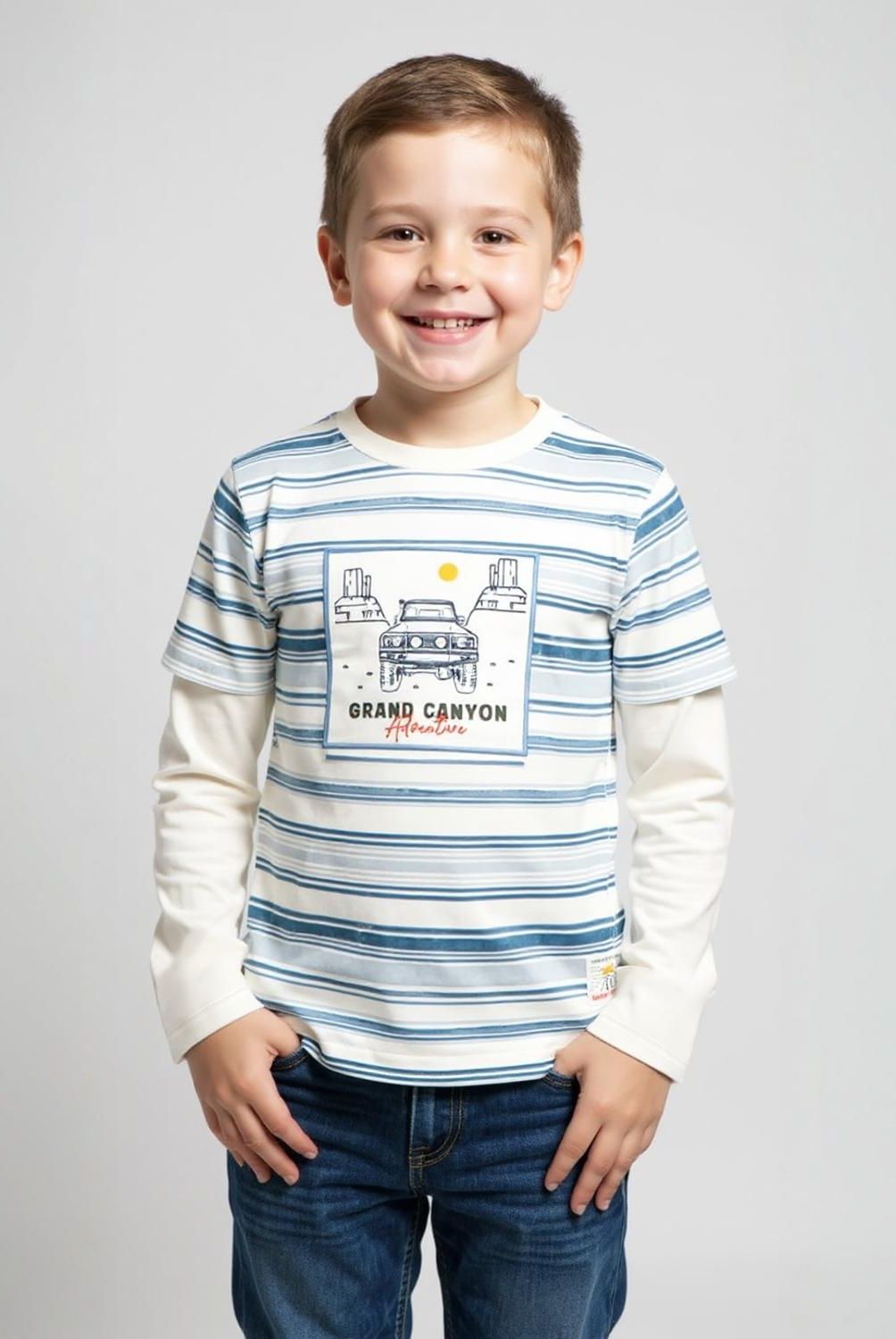 YAMP - Polera Manga Larga Algodón Niño Yamp Diseño Estampado