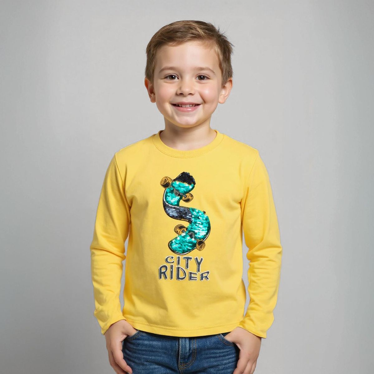 YAMP - Polera Manga Larga Algodón Estampada Niño Yamp