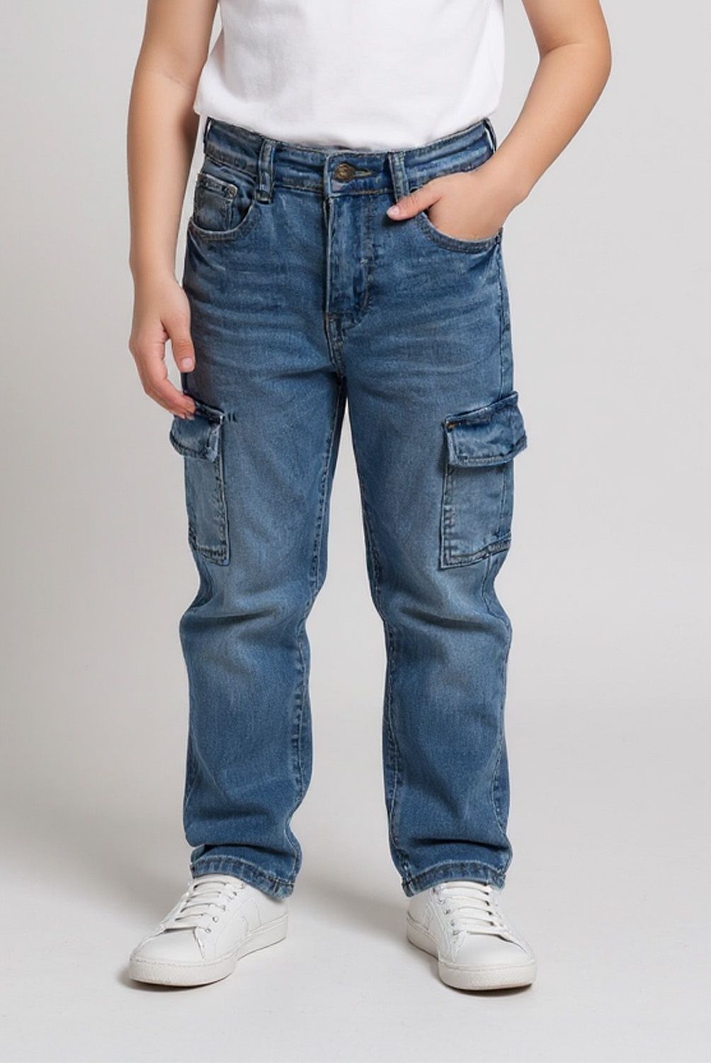 YAMP - Jeans Cargo Denim Yamp Niño Tiro Medio