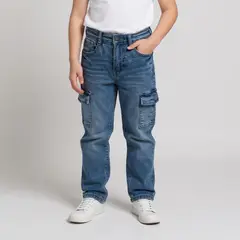 YAMP - Jeans Cargo Denim Niño Tiro Medio