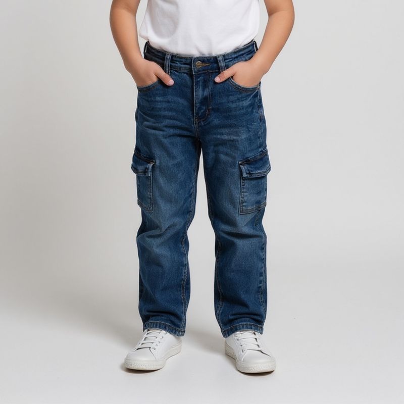 YAMP - Jeans Cargo Denim Yamp Niño Tiro Medio