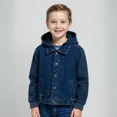 YAMP - Chaqueta Denim con Gorro Niño Manga Larga Casual