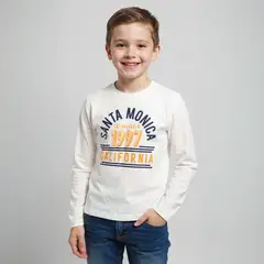 YAMP - Polera Manga Larga Algodón Estampada Niño