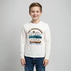 YAMP - Polera Manga Larga Algodón Estampada Niño