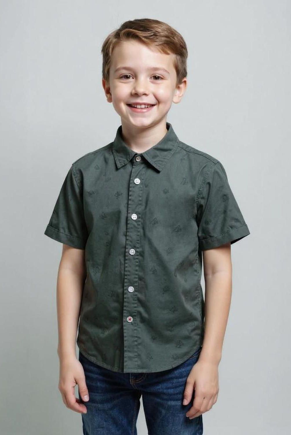YAMP - Camisa Yamp Estampada Manga Corta Algodón Niño