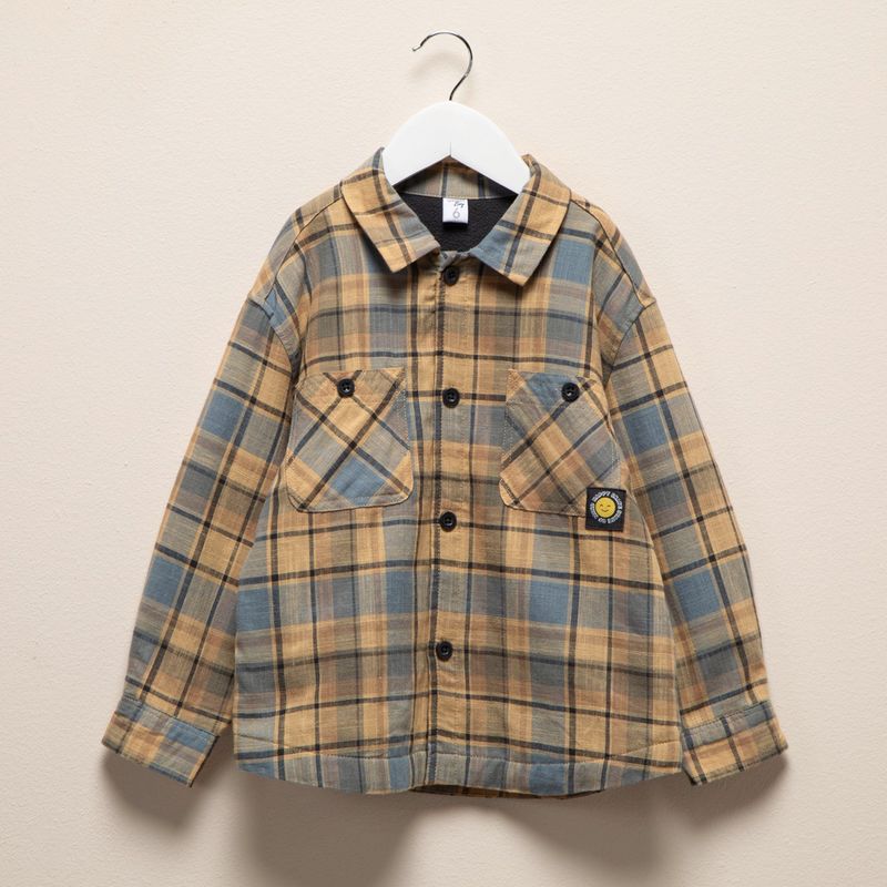 YAMP - Sobrecamisa Forro Peludo Niño Yamp Algodón Cuadros Manga Larga