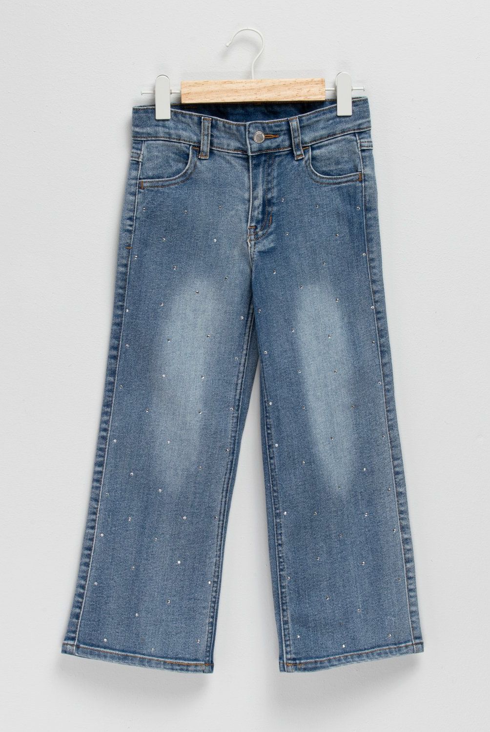 YAMP - Jeans Wide Leg Denim con Strass Niña Yamp