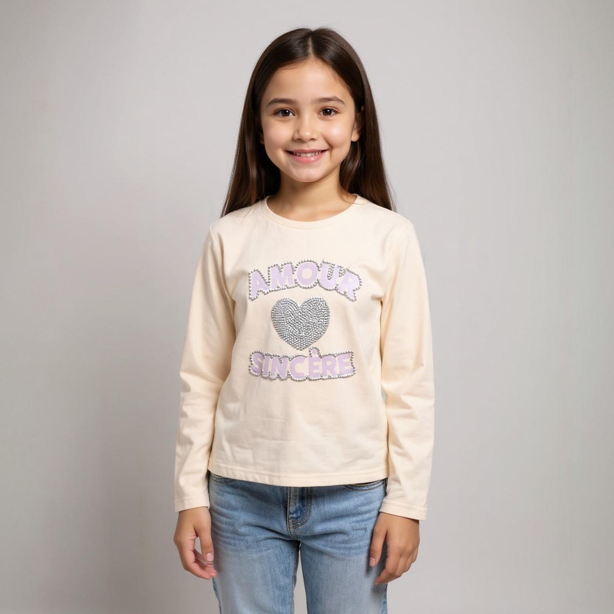 YAMP - Polera Yamp Algodón Manga Larga Niña Diseño Estampado