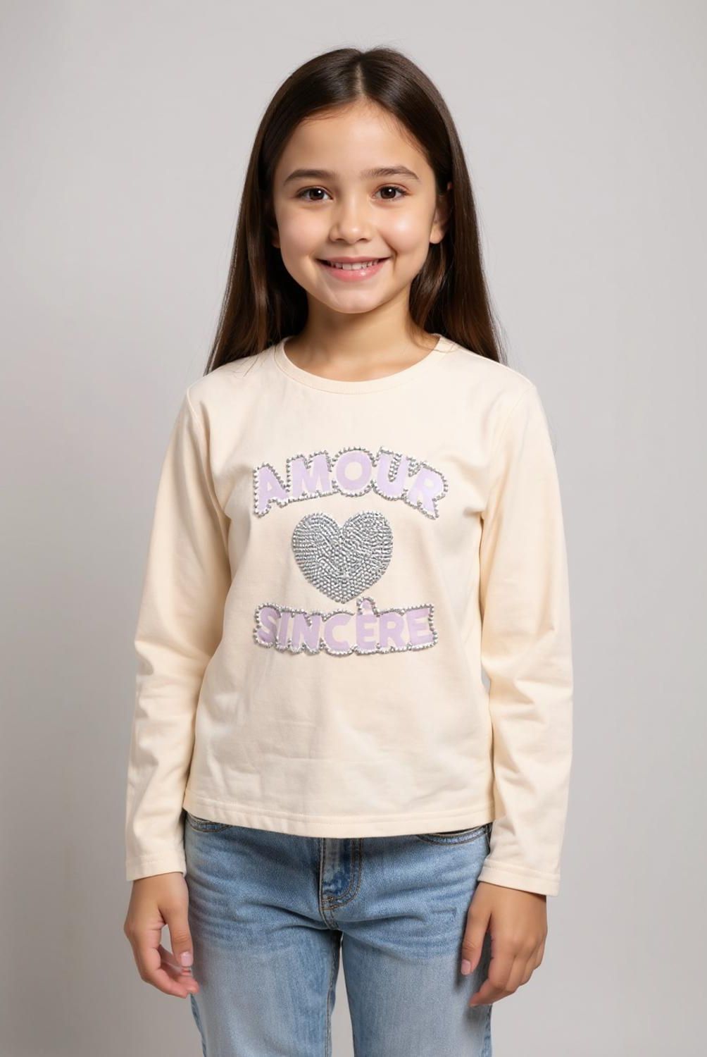 YAMP - Polera Yamp Algodón Manga Larga Niña Diseño Estampado