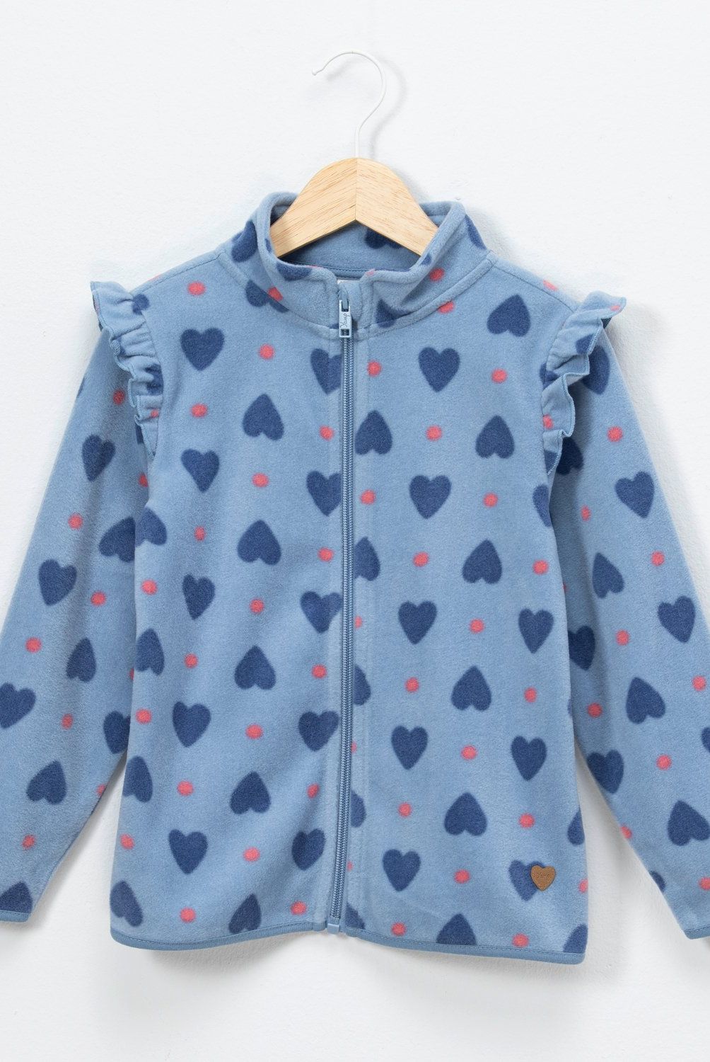YAMP - Polerón Polar Niña Yamp Estampado Corazones con Volantes