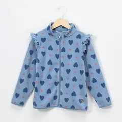 YAMP - Polerón Polar Niña Estampado Corazones con Volantes