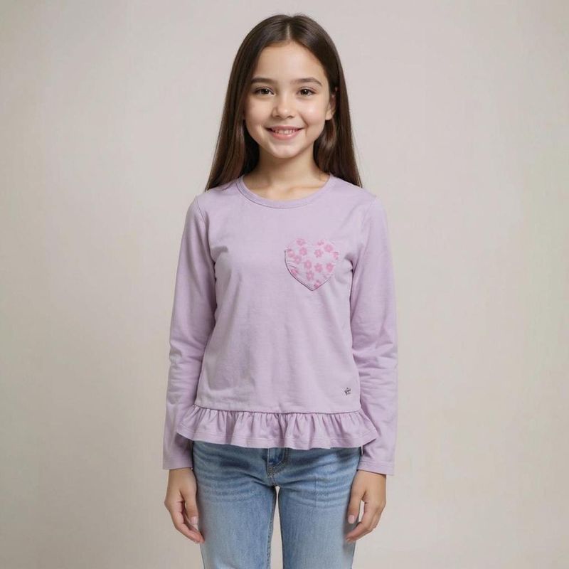 YAMP - Polera Manga Larga Algodón Yamp Niña Estampada