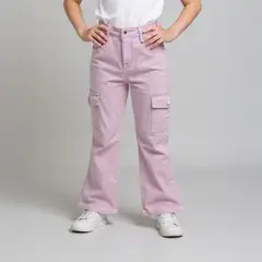 YAMP - Pantalón Cargo Niña Algodón Tiro Medio Casual