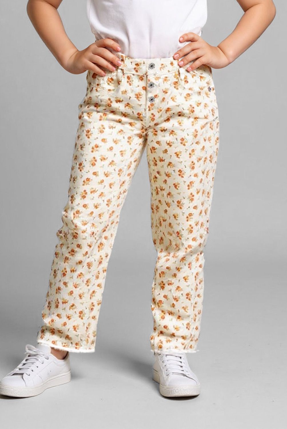 YAMP - Pantalón Flare de Algodón con Diseño Floral Yamp Niña