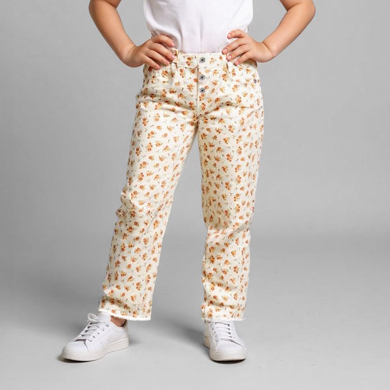 YAMP - Pantalón Flare de Algodón con Diseño Floral Yamp Niña