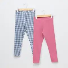 YAMP - Pack 2 Calzas Algodón Niña Estampadas Tiro Medio