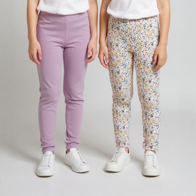 YAMP - Pack 2 Calzas Algodón Niña Yamp Estampadas Tiro Medio