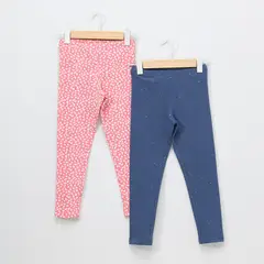 YAMP - Pack 2 Calzas Algodón Niña Estampadas Tiro Medio