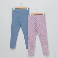 YAMP - Pack 2 Calzas Algodón Niña Estampadas Tiro Medio