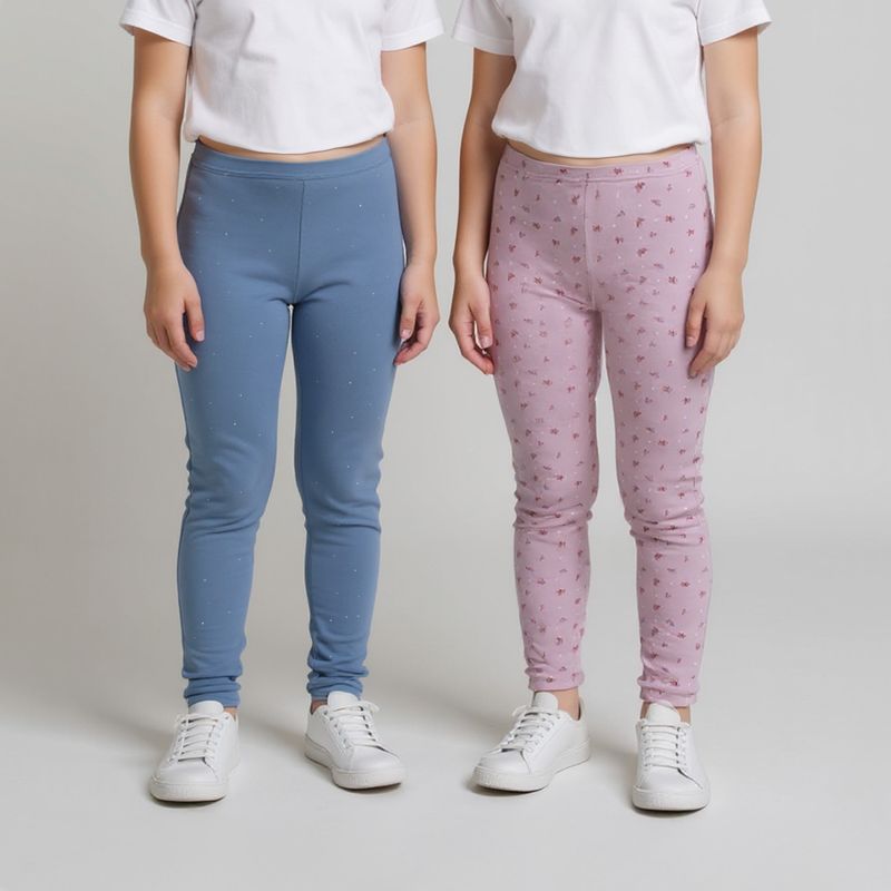 YAMP - Pack 2 Calzas Algodón Niña Yamp Estampadas Tiro Medio
