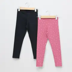 YAMP - Pack 2 Calzas Algodón Niña Estampadas Tiro Medio