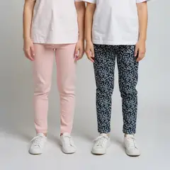 YAMP - Pack 2 Calzas Algodón Niña Estampadas Tiro Medio