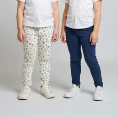YAMP - Pack 2 Calzas Algodón Niña Estampadas Tiro Medio