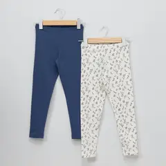 YAMP - Pack 2 Calzas Algodón Niña Estampadas Tiro Medio
