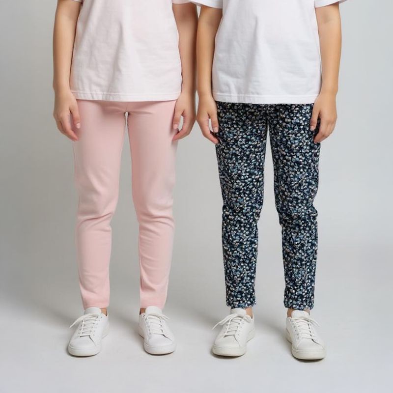 YAMP - Pack 2 Calzas Algodón Niña Yamp Estampadas Tiro Medio